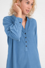Blusenkleid aus feinem Cord in Blau