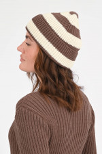 Mütze RUDOLF in Braun/Creme gestreift