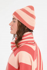 Rippstrick-Mütze ALEXANDER in Rosa/Korallrot