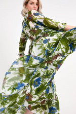 Kleid EDEN in Weiß/Grün gemustert