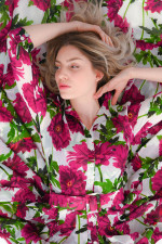 Kleid AUDREY in Fuchsia/Weiß
