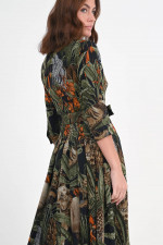 Kleid AUDREY mit Animal-Print in Grün/Schwarz