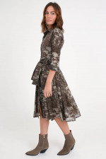 Kleid AUDREY mit Allover Print in Beige Sepia