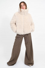 Teddy-Jacke KENNIE mit Stehkragen in Beige