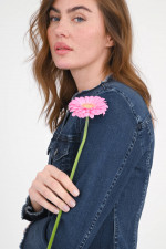 Jeansjacke VICKY mit Fransensaum in Dunkelblau