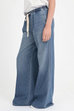 Wide-Leg Denim mit Kordelzug in Vintage Blue