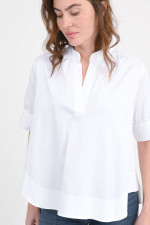 A-Linien Bluse mit kurzem Arm in Weiß