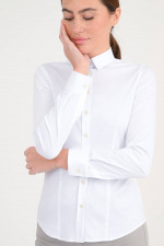 Taillierte Jersey-Bluse in Weiß 