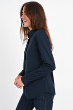 Jersey Langarm-Bluse in Navy