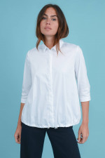 Bluse aus Baumwoll-Stretch in Weiß