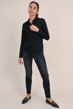 Jersey Bluse in Schwarz