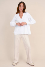 Bluse mit Binde-Details in Weiß