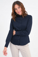 Taillierte Jersey-Bluse in Navy