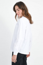 Bluse mit V-Ausschnitt in Weiß