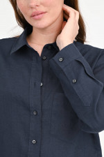 Gekürzte Leinenbluse in Navy