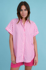 Blusenshirt in Pink/Weiß gestreift