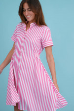 Kleid mit Streifen-Design in Pink/Weiß