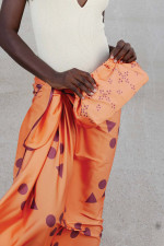 Patterned Clutch in Orange/Braun
