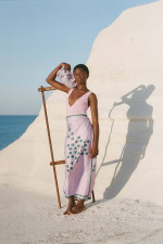 Patterned Clutch in Flieder/Grün