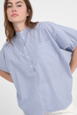 Striped-Bluse mit Cowboy-Knopfleiste in Blau/Weiß