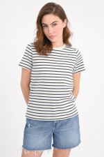 Gestreiftes Shirt aus Baumwolle in Navy/Beige