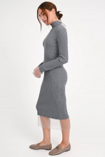 Strickkleid mit Transparent-Details in Mittelgrau