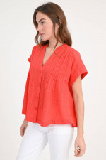 Bluse mit dekorativer Faltenlegung in Rouge