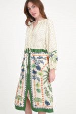 Gemustertes Kleid MAHALIA in Creme/Grün/Multicolor