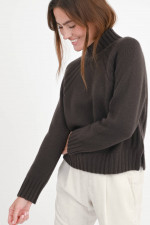 Stehkragen-Cashmere-Pullover in Chocolate