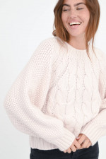 Zopfstrick-Cashmere-Pullover in Rose