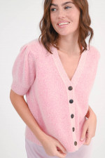 Kurzarm-Cashmere-Jacke CAVA in Rosa meliert