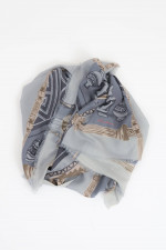 Woll-Schal in Hellblau/Navy/Beige