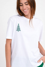 T-Shirt mit Weihanchtsbaum-Print in Weiß