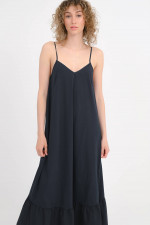 Maxi-Kleid mit Volantsaum in Navy