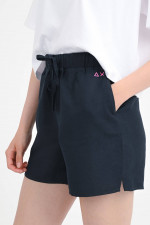 Shorts aus Leinen-Mix in Navy