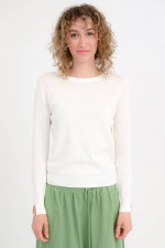 Feinstrick Pullover aus Baumwolle in Bianco