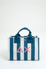 Gestreifte Medium Canvas Tote in Blau/Weiß
