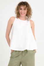 A-Linien-Top aus Leinen-Mix in Bianco