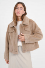Faux Fur Jacke in Karamell