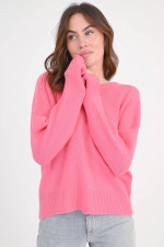 Pullover mit Kellerfalte in Flamingo