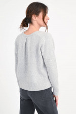 Pullover mit Kellerfalte in Hellgrau