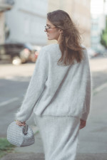 Brushed Cashmere Pullover in Hellgrau