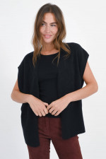 Cashmere Jacke mit Bindegürtel in Schwarz