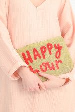 Statement Clutch in Gold/Rot