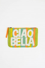 Perlen-Clutch CIAO BELLA in Grün/Orange