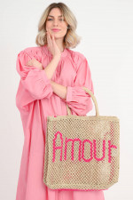 Shopper AMOUR in Natur/Pink