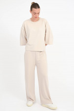 Sweatpants mit weitem Bein in Creme