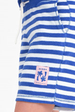 Gestreifte Frottee-Shorts in Blau/Weiß