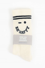 Hohe Socken BE HAPPY in Creme/Schwarz