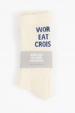 Hohe Socken mit Schriftzug in Creme/Navy